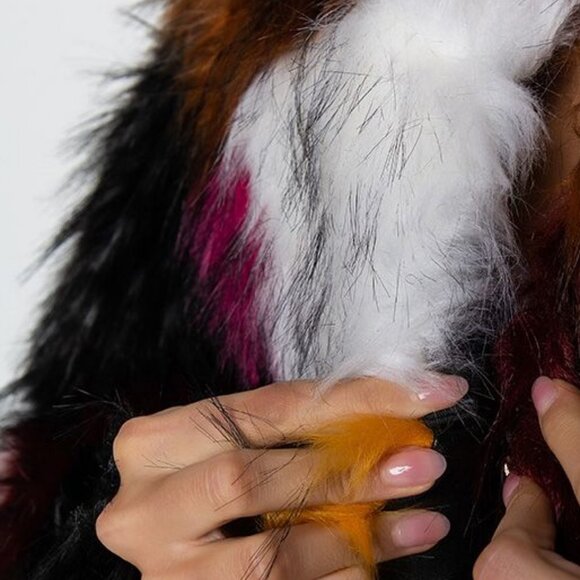 PUTTING THE PIECES TOGETHER  FAUX FUR PATCH JACKET MIXOLOGIS ( BRAND NEW !!! ) - Picture 5 of 9